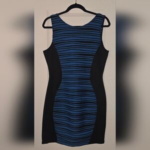 Bongo - Women's Blue & Black Sleeveless Striped Dress